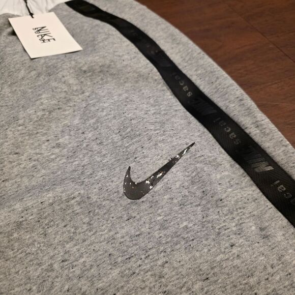 Nike X Sacai Fleece Pants Sweatpants Grey Black CW2187-063 Men's Size XL - Picture 2 of 6